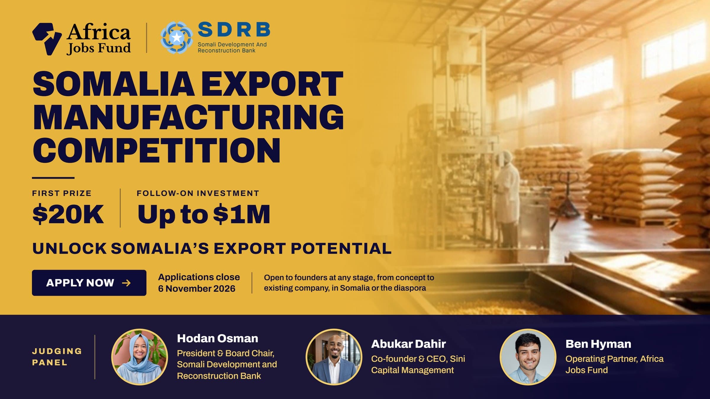 Africa Jobs Fund × SDRB Somalia Export Manufacturing Competition